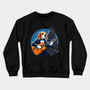 Beagle Playing Guitar Christmas Crewneck Sweatshirt